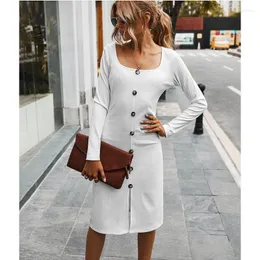 Casual Dresses Knit Autumn Spring Dress Vestidos Cross-body Collar Strapless Long-sleeved Sexy Tight Women's Clothing CL713