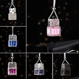 Innovative Diamond Perfume Bottle mounted drill piece perfume pendant with Hang Rope for Car Decorations Air Freshener Lsttt