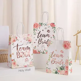 선물 랩 4pcs 팀 신부 감사합니다. 포장 가방 웨딩 장식 Kraft Paper 신부 들러리가 암탉 Bachelorette 파티