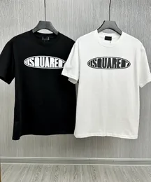 Erkekler Tişört Tasarımcısı D2 Göğüs Mektubu Logosu Moda Çift Tees Gevşek Siyah ve Beyaz Top Tshirt