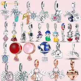 Plata de ley 925 para abalorios pandora, colgante de cuentas auténtico, pulseras para mujer, cuentas, globo de Color con tortuga y abalorio de cámara