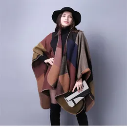 1PCS autumn winter scarf grid woman travel shawls wool spinning ladies National intensification cloak 18colors cape christmas part2437