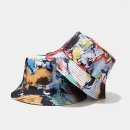 Berretti 2023 Four Seasons Cotton Print Bucket Hat Fisherman Outdoor Travel Sun Cap per uomo e donna 269