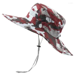 Berets 2023 Summer mężczyźni kobiety panama wiadra czapki czapki rybackie oddychanie siatka dżungla kamuflażowy kapelusz podróżny