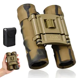 12 x 25 HD Compact Binoculars, маленькие дети с ночным зрением для слабых маленьких биноклей водонепроницаемые птицы, походы