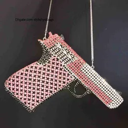 TOTES Pistolet Kształt Pistoletu Rhinestone Evenstone Evening Crystal Women Party Clutch Tourse Panie ślubne ślubne formalne sprzęgło torby