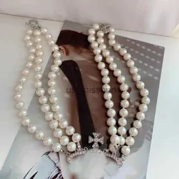 Pendentif Colliers Designer Multicouche Perle Strass Orbite Collier Clavicule Chaîne Baroque Perle Colliers pour Femmes Bijoux Cadeau J230612
