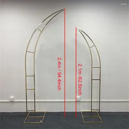 Decoração de festa 2,1/2,4 m Luxo brilhante banhado a ouro Arco de ferro Cenário de casamento Decoração de flor floral Quadro para eventos Casa Adereços