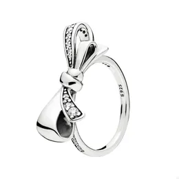 Sparkling Bow Ring para Pandora Auténtica plata esterlina Bowknot Anillos diseñador Conjunto de joyas para mujeres Niñas Hermanas Regalo Anillo de fiesta de alta calidad con caja original
