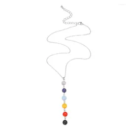 Naszyjniki wiszące 7 Chakra Gem Stone koraliki Naszyjnik dla kobiet joga reiki leczenie równoważenie maxi bijoux femme biżuteria