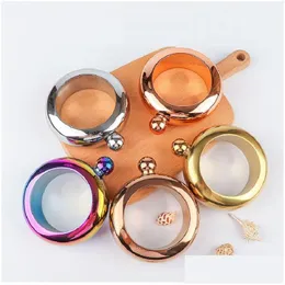 Hip Flasks Bangle Bracelet Flask 304 Stainless Steel Whiskey Drinkware High Grade Round Ring Shape 3.5Oz Drop Delivery Home Garden K Dh80V