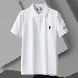 メンズポロスポロTシャツメンズカジュアルボタンカミスタストップロパプレーヤーファッション刺繍ホワイト半袖男性Tシャツ230609