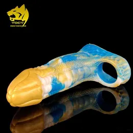 YOCY SILICONE FANTASY DRAGON DILDO SLEEVES WEEREABLES MALE MASTURBATION TOOL