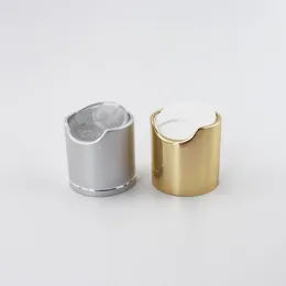 50 stks Gold Disc Top Caps Met Aluminium Kraag 24/410 Zilver Metalen Shampoo Flessen Deksel Plastic Fles Cap Push pull Druk Caps Adjpl