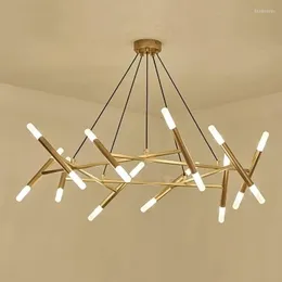 Hängslampor pläterade guldamerikanska LED -ljus G9 runda grenlampa luminarias hängande upphängning för vardagsrummet