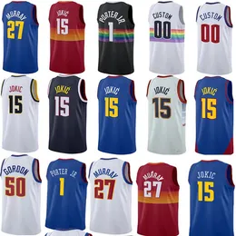 Jamal 27 maglia Nikola 15 maglie da basket blu MuRRAy bianco JoKIcs Stitched