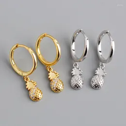 أقراط Hoop 925 Silver Needle Crystal Paneaple Piercing for Women Girls Party Vintage Jewelry Gift EH1136