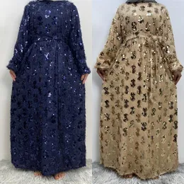 Ethnic Clothing Fashion Women Sequins Party Evening Dress Dubai Islamic Muslim Abaya Kaftan Tunic Gown Loose Vestidos Robe S-XL