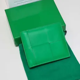 새로운 디자이너 지갑 남성 여성 녹색 진짜 가죽 지갑 최고의 품질 짠 신용 카드 홀더 패션 한국 버전 지갑 포켓 박스