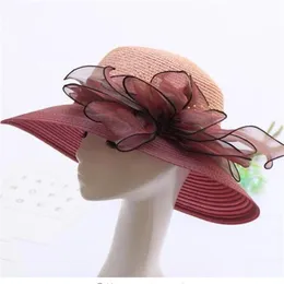 Kobiety nowe kwiatowe szerokie grzbiet letni kapelusz na plaży słomka lady dziewczyna słoneczna czapka na wakacyjną czapkę gorros218s