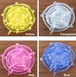 Wholesale 6Pcs/Set Silicone Stretch Lids Kitchen Tools Suction Pot Fresh Keeping Wrap Seal Lid Pan Cover Kitchens Tool Accessories Dishwasher HH7-1057