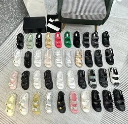 Tasarımcı Sandallar Baba Sandal Kristal Buzağı Deri Sıradan Ayakkabı Baskılı Siyah Sandal Stripes Platform Sandalet Kadın Sandal Yaz Plajı Termeri Boyutu 35-40