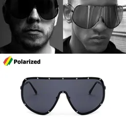 JackJad 2021 Fashion Oversized Shield POLARIZED Sunglasses Goggles Cool Rivets Brand Design Windproof Sun Glasses Oculos De Sol L230523