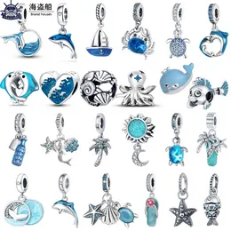 For pandora charms authentic 925 silver beads Dangle Ocean Blue Sea Turtle Bead