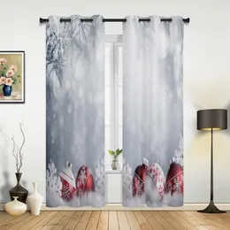 Curtain Ice World Merry Christams Light Hall Curtains For Living Room Kitchen Boy Girl Bedroom Long Window Cortinas Home Decor