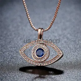 Anhänger Halsketten Blue Evil Eye Anhänger Halskette Luxus Kristall CZ Schlüsselbein Halskette Silber Roségold Schmuck Drittes Auge Zirkon Halskette Mode Birthda J230612