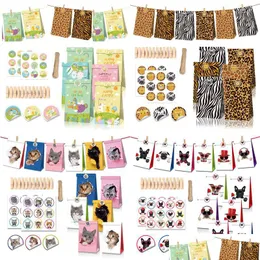 JY 4 National Candy Set Packing Kraft Paper Oil Bag Drop Delivery OT0LD에서 미국의 선물 랩 독립 기념일