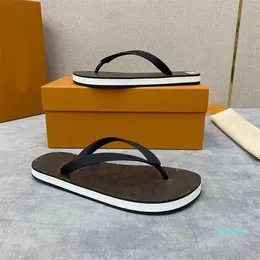 Designer Summer Luxury Brand Sandals Shoes Calfskin Leather Thongs Flip Flops Men Slippers Slip On Beach Slide Flats Boy's Casual Walking EU38-46.Original BOX