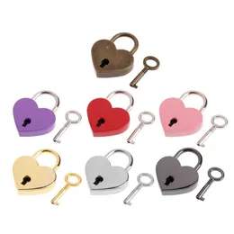 Door Locks Heart Shape Vintage Metal Mini Padlock Small Bag Suitcase Lage Box Diary Book Key Lock With Drop Delivery Home Garden Bui Dhpsh