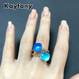 Cluster Rings 2PcsSet Ring Stacked Mix Color Crystal 30Colors Candy Style Jewelry Regalo di compleanno per le donne 230609
