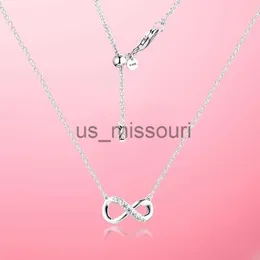 Pendant Necklaces Sparkling Infinity Collier Pendant Necklace Chain For Women Men Genuine 925 Sterling Silver Fit Pandora Style Necklaces Gift Jewelry J230612