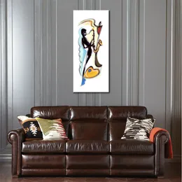 Abstract Canvas Art Sax Player Painting Handmade Modern Decor for Kitchen