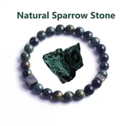 Charm Bracelets Natural Sparrow Stone Beads Bracelet Man Women Labradorite Lapis Lazuli Stone Beads Stretch Wristband Jóias Bloco Acessórios Z0612