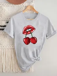 Women's T Shirts Summer Fashion Lip Cartoon Trend 90s Sweet Women Tshirt Graphic T-shirts Tryck Kläder Tryck Kort ärm Top Tee