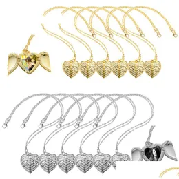 Party Favor Sublimation Angel Wings Halsband tomt DIY hjärtformat smycken hänge Oshaped Flat Chain Halsband Valentines Day Gift DHCCP