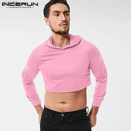 NCERUN American Style Men Loose Solid Hooded Maglione a maniche lunghe Casual All-match Crop Top 2023 Body Fit Fashion Felpa con cappuccio S-5XL L230520