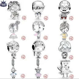 Dla Pandora Charms Authentic 925 Srebrne koraliki Dangle Charakter Seria chłopca Dziewczyna Bandpa Babcia Mother Bead