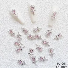 False Nails 50pcs Fairy Stick Heart Germ Nail Charm Sailor Girl Design Accessories 네일 아트 공급 8*14mm 핑크 크리스탈 반짝이 매니큐어 230609