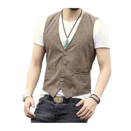 Blazer 2018 Männer Leinen Baumwolle Weste Männer Kleid Anzug Weste Männer Baumwolle Leinen Weste Anzug Gilet Weste Slim Business Jacke Tops