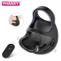 PHANXY Vibrator Cockring Delay Ejaculation Sex Toys for Men Couple Penis Ring Scrotum Stimulator Male Masturbators Adult Supplie L230518