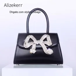 Bolsas de mão de moda com strass e laço grande para mulheres 2022 designer de luxo chique boutique com cristais brilhantes bolsas crossbody bolsas pretas