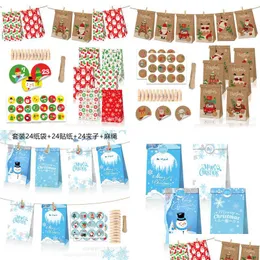 Packing Bags Merry Christmas Snowman Snowflakes Candy Peace Fruit Gift Kraft Paper Drop Delivery Otejp