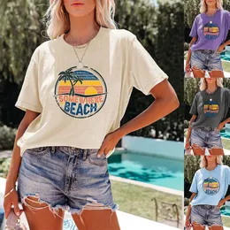 Women's T Shirts Summer Beach Women T-shirt Loose Casual Streetwear Fashion Short Sleeve Tshirt Sports Travel Camping Tees Tops Oversized