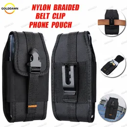 Nylon flätat bältesklipptelefon Pouch Universal Phone Cases Pouch för Samsung S23 S22 S21 Ultra iPhone 14 Plus 13 12 Mini 11 Pro Max Huawei Moto LG Sport midja Pack