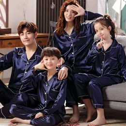 Family Pajamas Set Silk Satin Adult Women Kids Family Matching Clothes Children Female Sleep Two Piece Set Loungewear Plus 1877 Y2269w