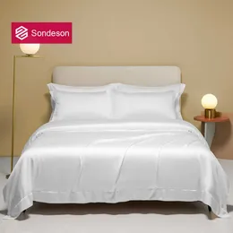 Conjuntos de cama Sondeson Luxury Nature 100 Conjunto de cama de seda Cor sólida Capa de edredom Lençol Capa de colcha King Queen para sono profundo Z0612